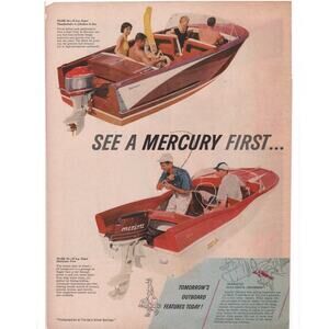 Mercury Outboard Motor / National Bohemian Beer Magazine Advertisement Vintage